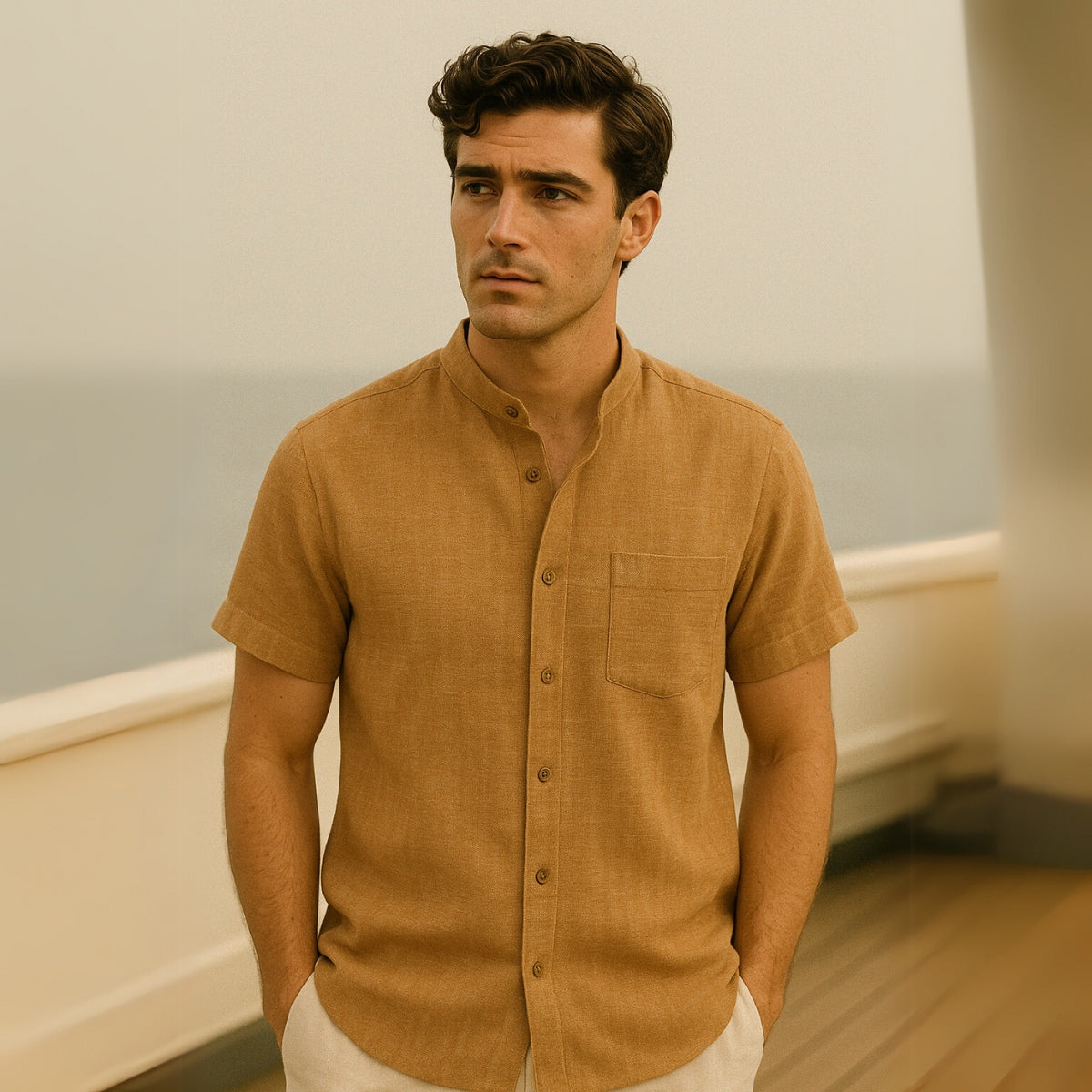 Camisa Casual Masculina Gola Padre Beaumont
