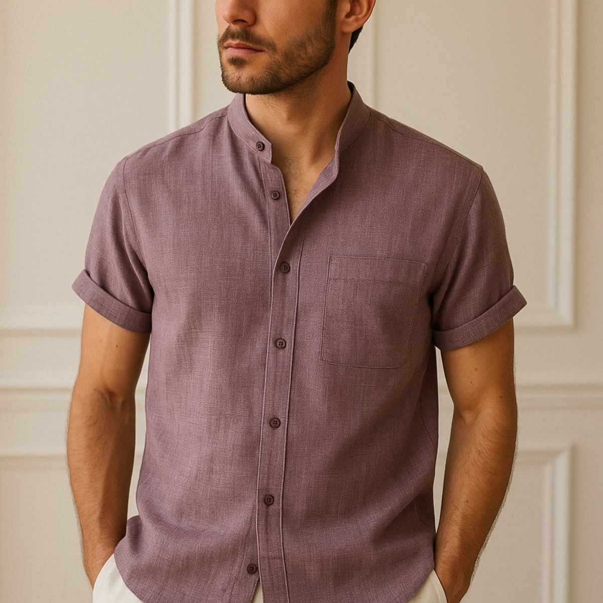 Camisa Casual Masculina Gola Padre Beaumont