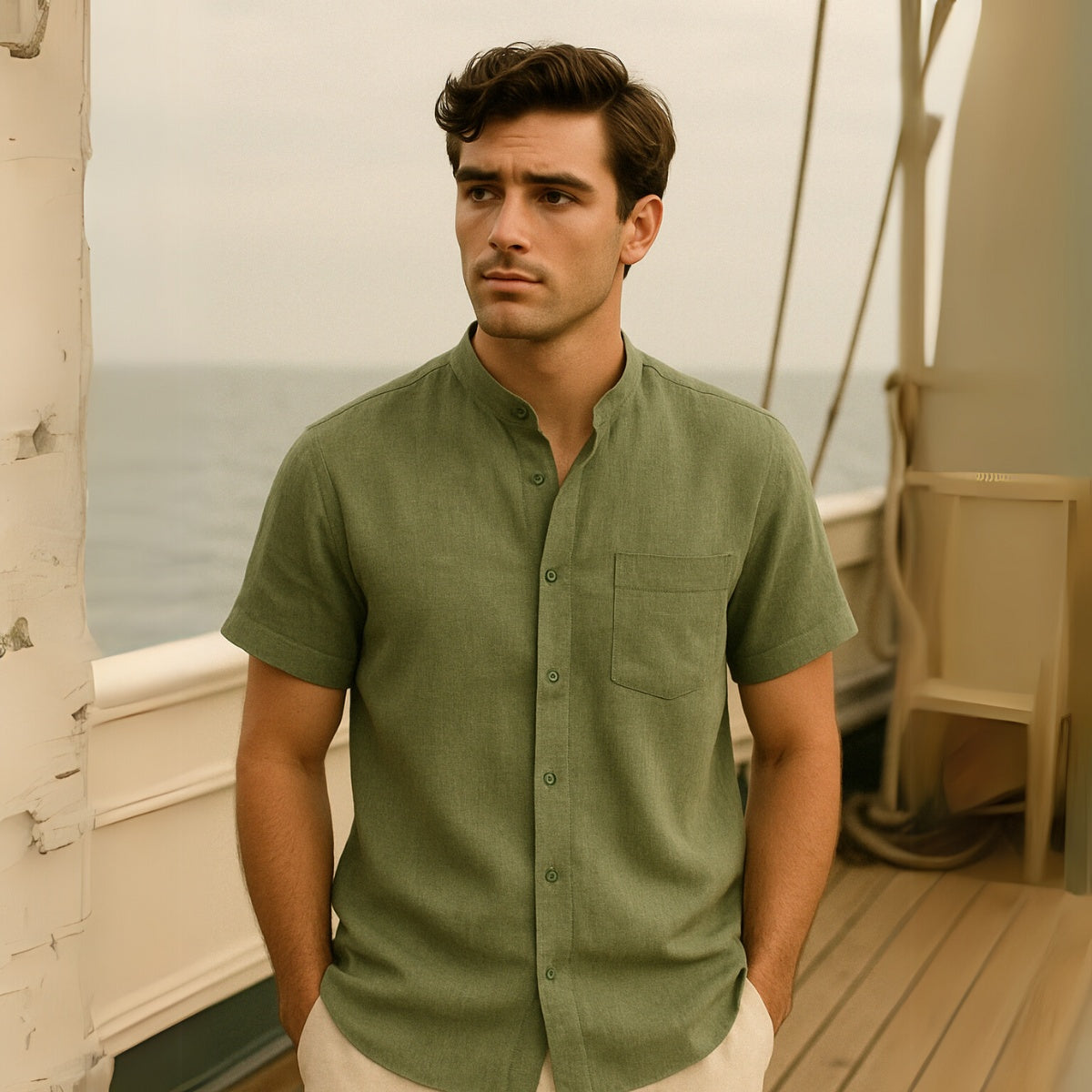 Camisa Casual Masculina Gola Padre Beaumont