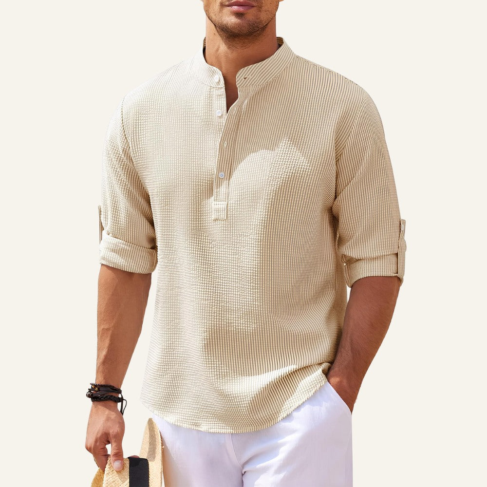 Camisa Masculina Gola Padre Casual Old Money Ascot