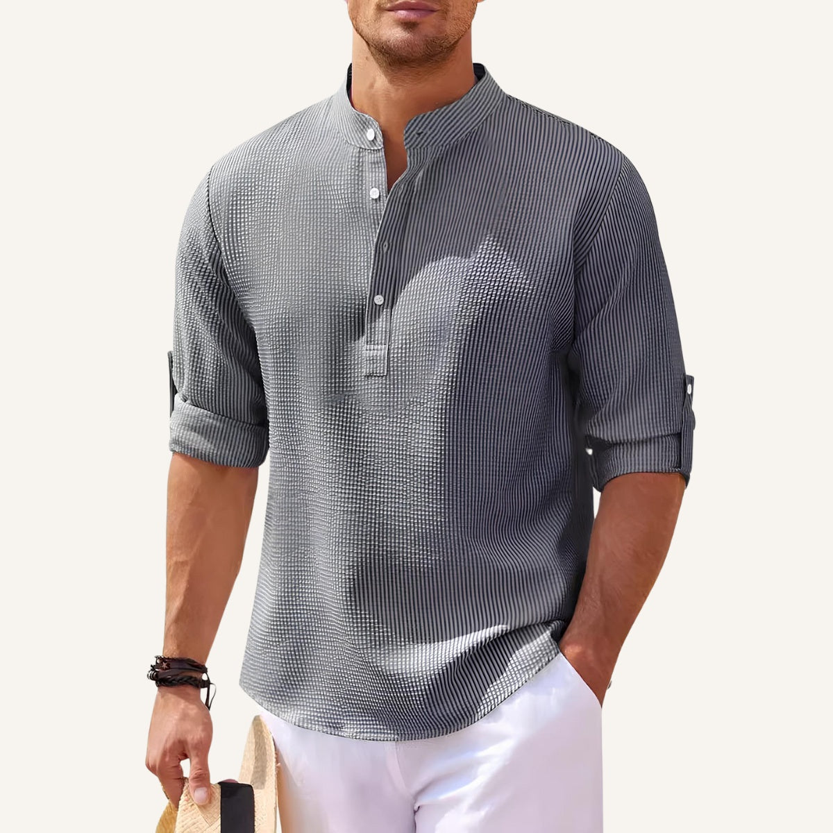 Camisa Masculina Gola Padre Casual Old Money Ascot