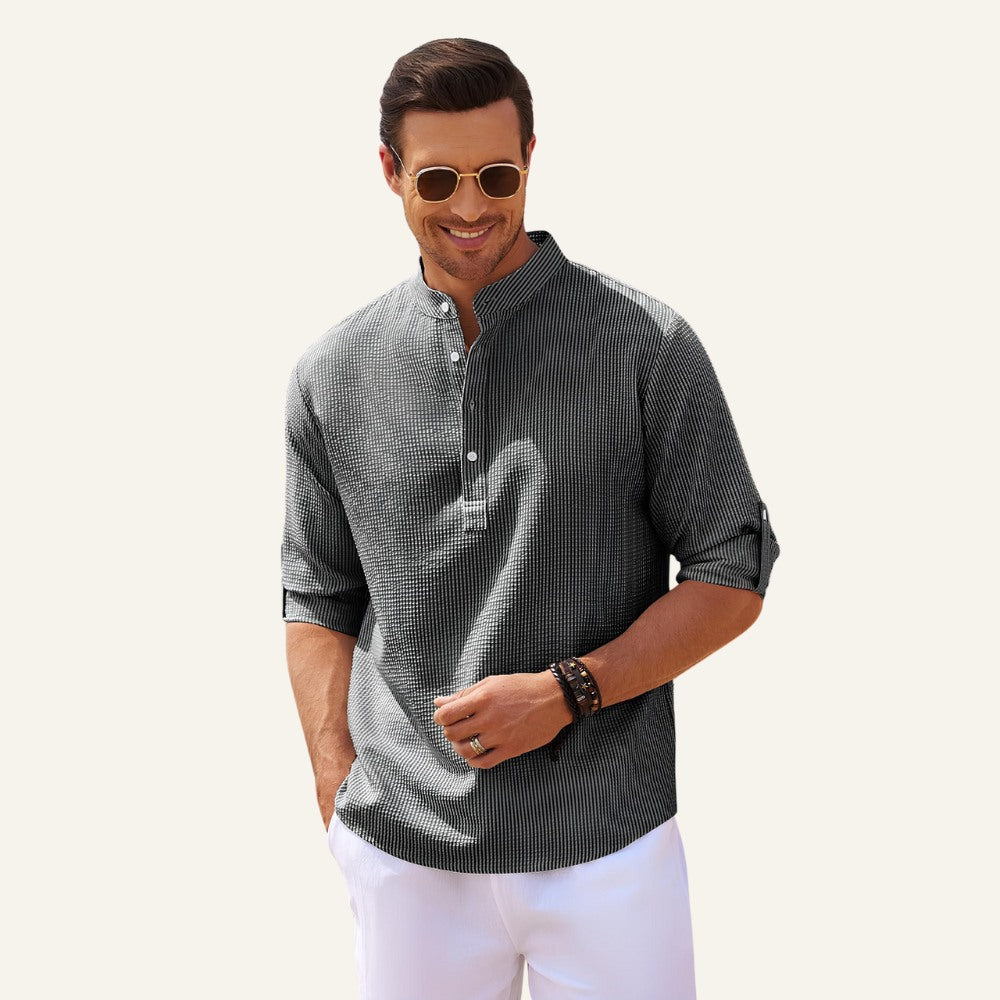 Camisa Masculina Gola Padre Casual Old Money Ascot