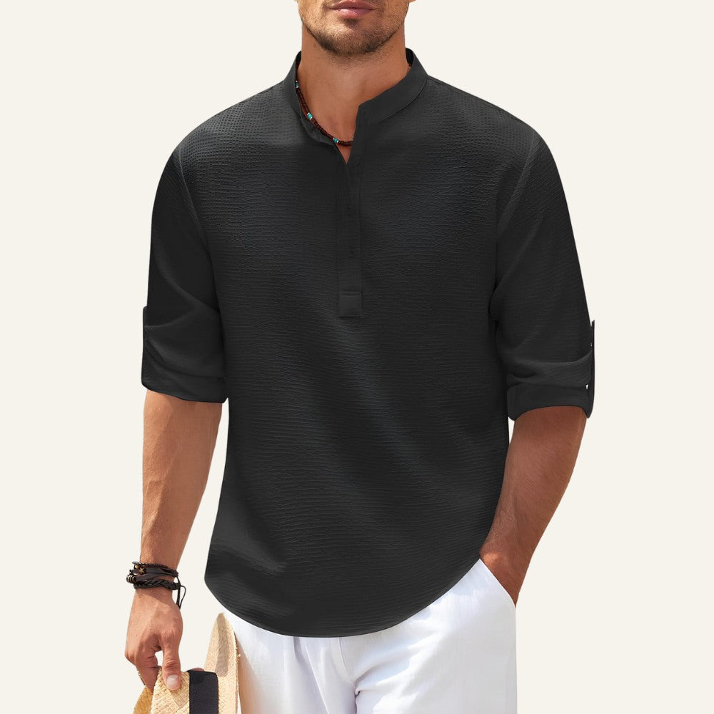 Camisa Masculina Gola Padre Casual Old Money Ascot