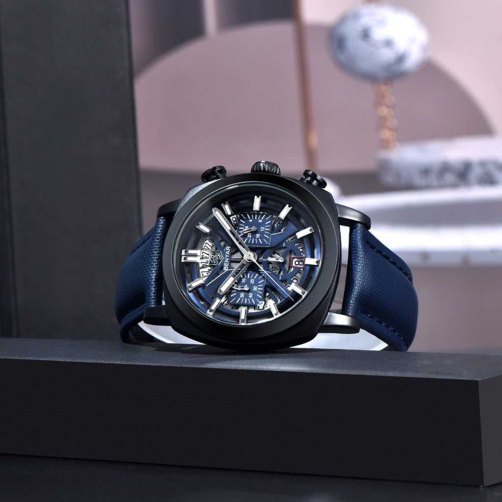 Relógio de Couro Masculino Benyar Luxe