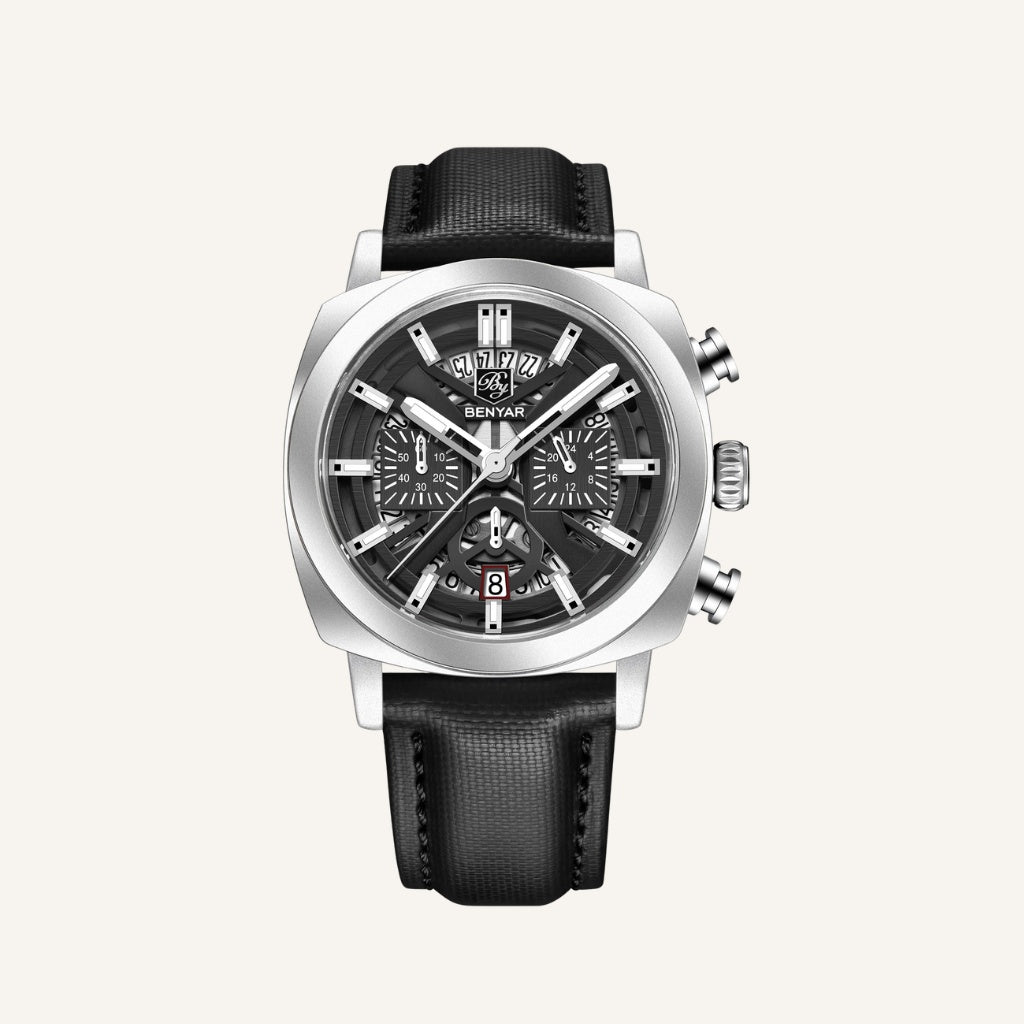 Relógio de Couro Masculino Benyar Luxe