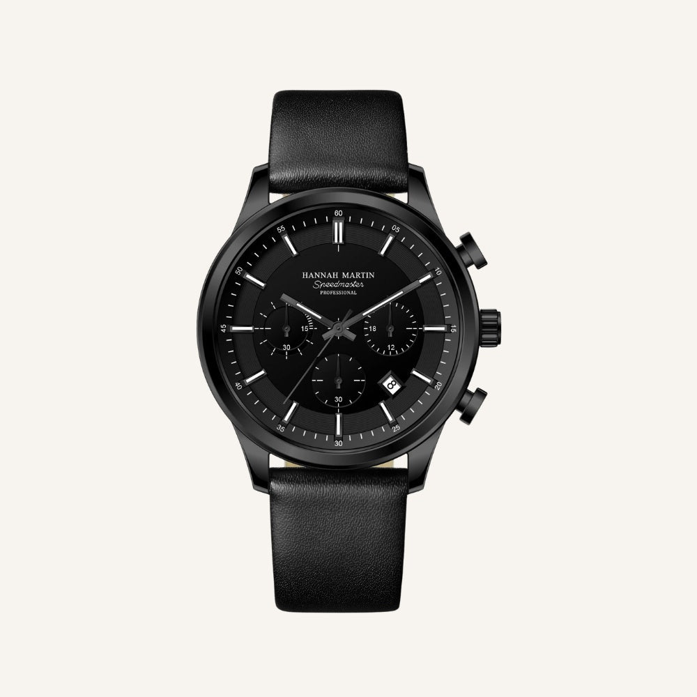 Relógio de Couro Masculino Preto Luxemiro