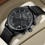 Relógio de Couro Masculino Preto Luxemiro
