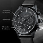 Relógio de Couro Masculino Preto Luxemiro