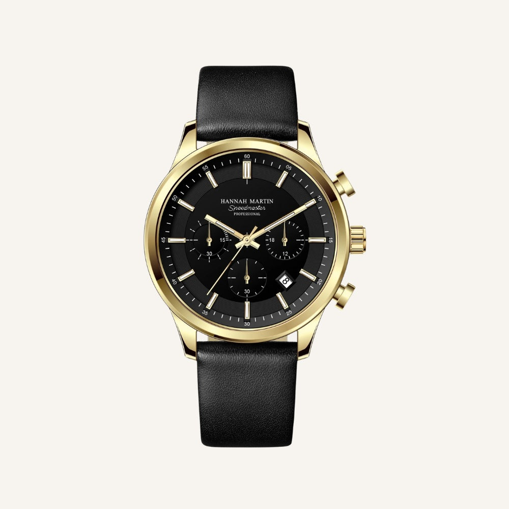 Relógio de Couro Masculino Preto Luxemiro