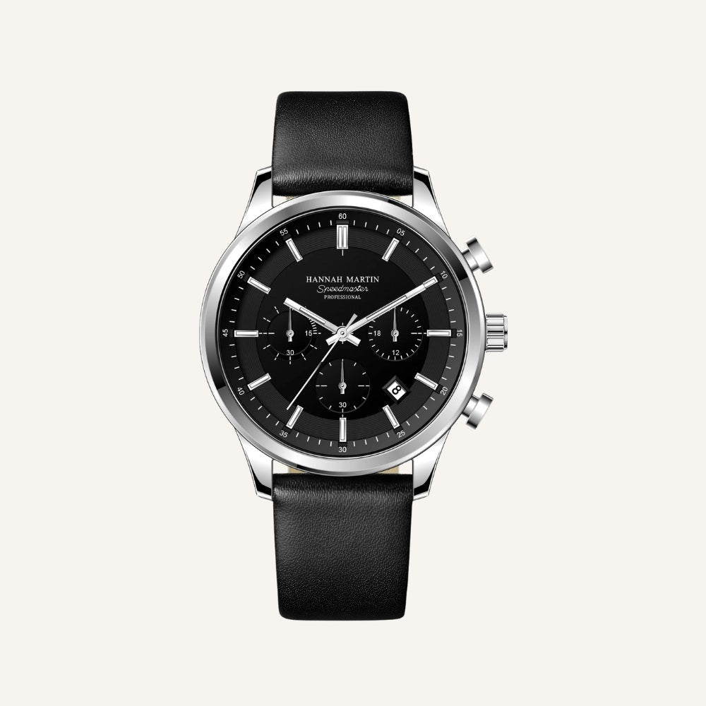 Relógio de Couro Masculino Preto Luxemiro
