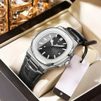 Relógio de Couro Preto Luxe Civano