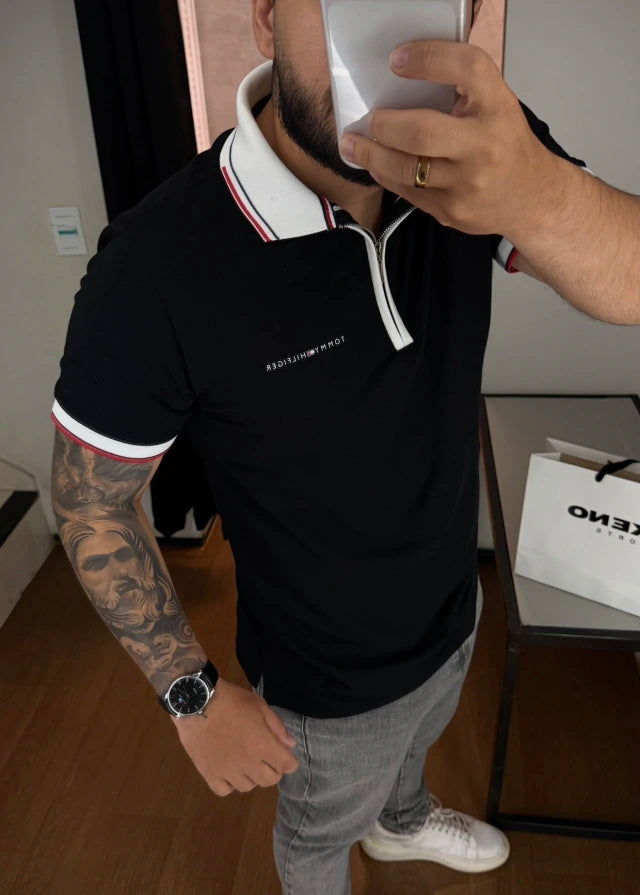 Polo Tommy Hilfiger | Gola Zíper e Friso
